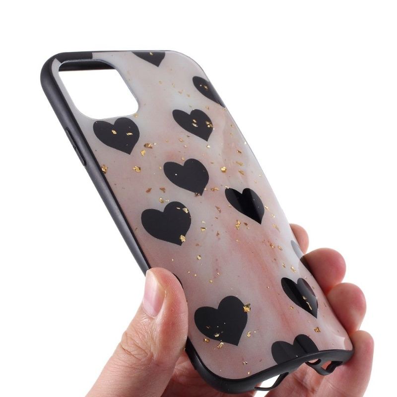 Handyhülle Für iPhone 11 Pro Schutzhülle Schwarze Herzen