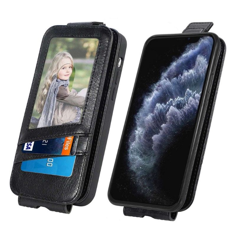 Lederhüllen Für iPhone 11 Pro Flip Case Kartenhalter Mit Vertikaler Klappe