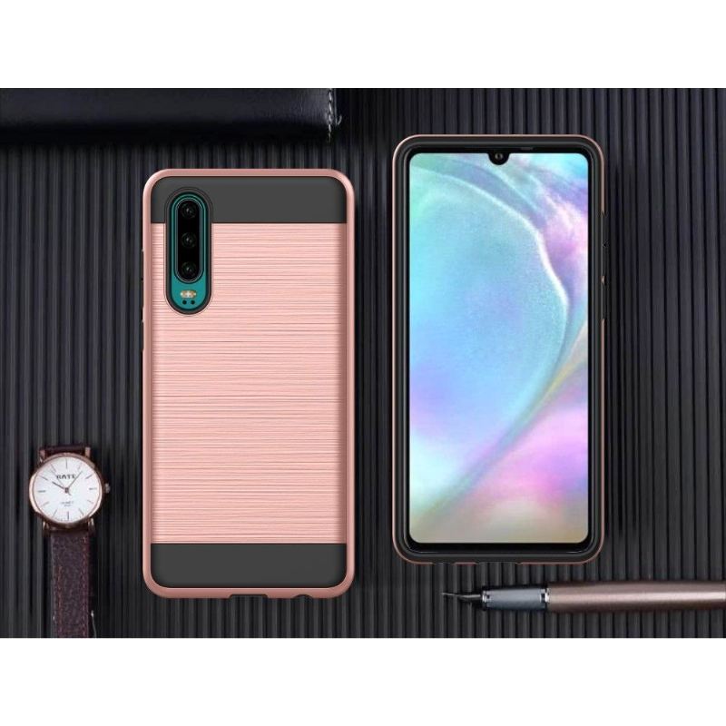 Handyhülle Für Huawei P30 Gebürsteter Metalleffekt – Roségold