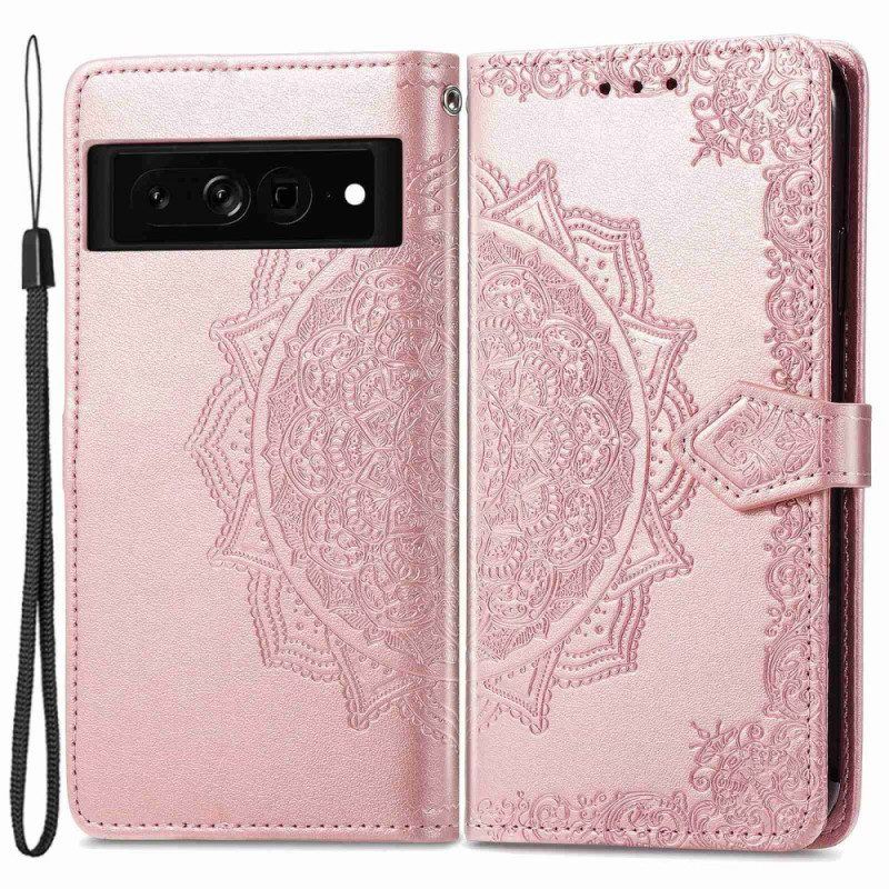 Flip Case Für Google Pixel 7 Pro Mit Kordel Riemchen-retro-mandala