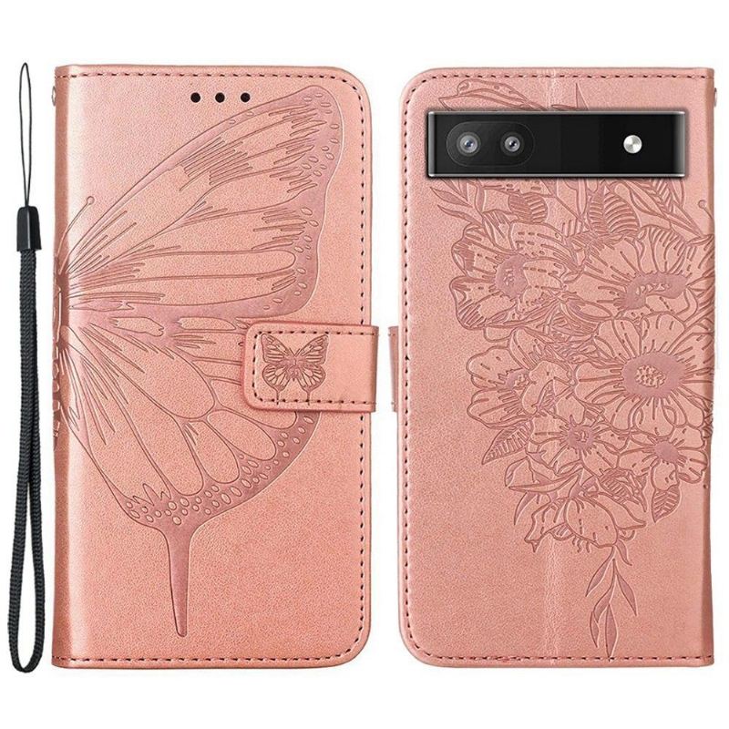 Flip Case Für Google Pixel 6a Schmetterlingsblumen-kartenhalter