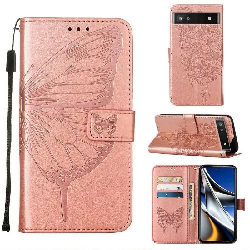 Flip Case Für Google Pixel 6a Schmetterlingsblumen-kartenhalter