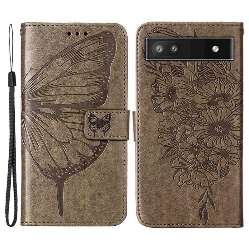 Flip Case Für Google Pixel 6a Schmetterlingsblumen-kartenhalter