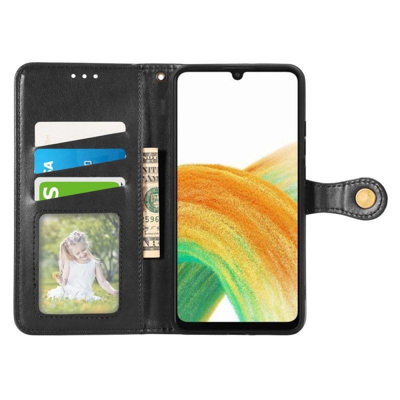 Flip Case Für Samsung Galaxy A13 Kunstleder Und Vintage-verschluss