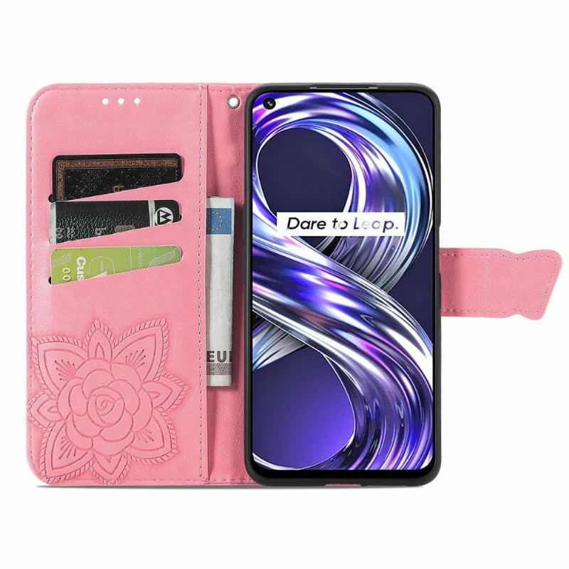 Flip Case Für Realme 8i Geprägter Schmetterling