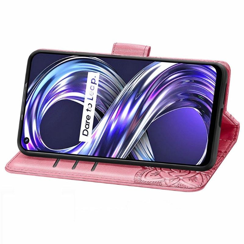 Flip Case Für Realme 8i Geprägter Schmetterling