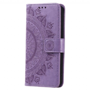 Flip Case Für Motorola Edge 40 Pro Mandala-sonne Mit Schlüsselband