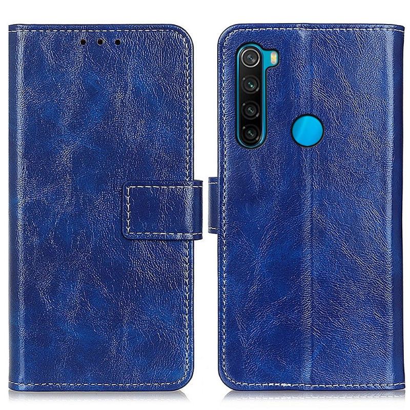 Flip Case Für Xiaomi Redmi Note 8 2021 Luxuriöse Nähte In Lederoptik