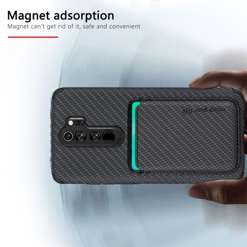 Hülle Für Xiaomi Redmi Note 8 2021 Karbonfaser-magnetkartenhalter