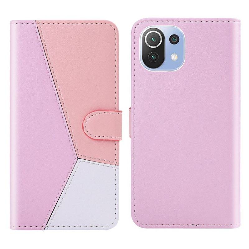 Flip Case Für Xiaomi Mi 11 Lite 5G NE / Mi 11 Lite / Mi 11 Lite 5G Dreifarbiges Kunstleder