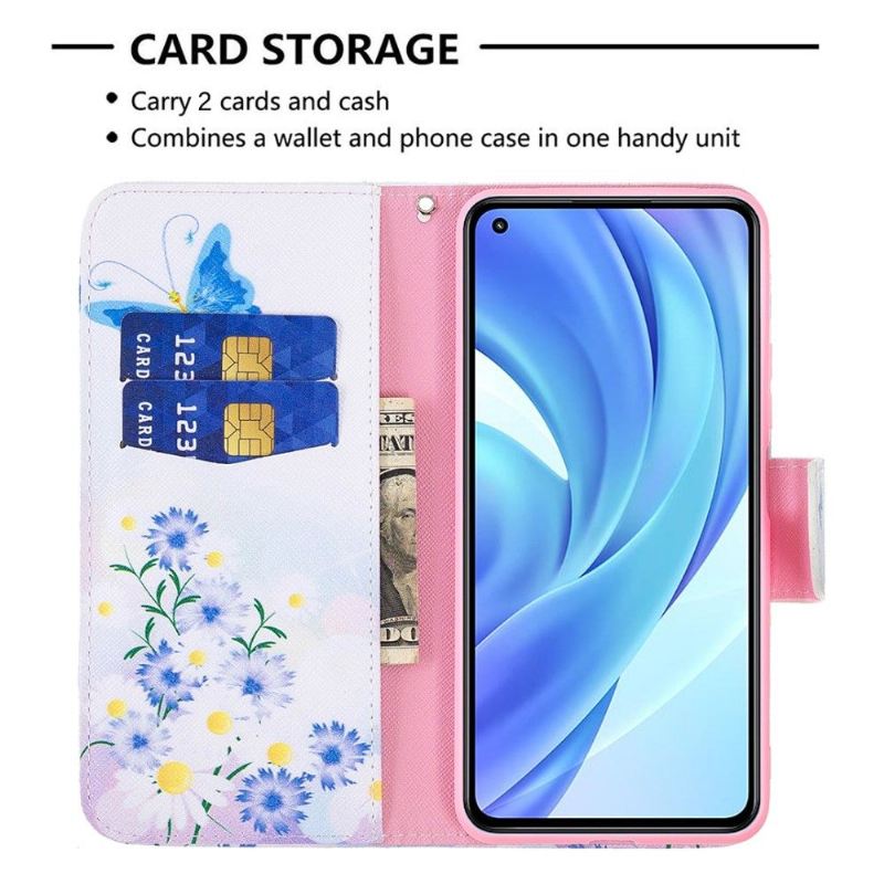 Flip Case Für Xiaomi Mi 11 Lite 5G NE / Mi 11 Lite / Mi 11 Lite 5G Schmetterling Und Gänseblümchen