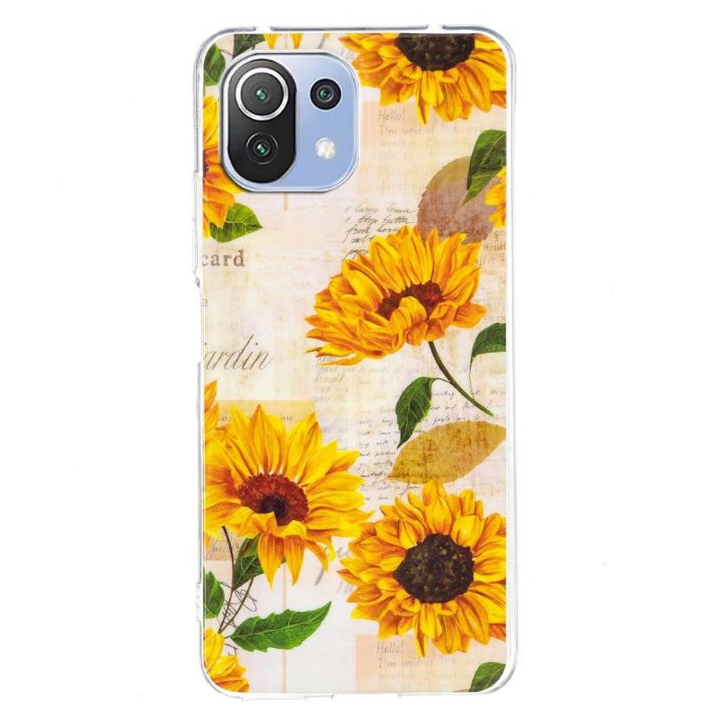 Handyhülle Für Xiaomi Mi 11 Lite 5G NE / Mi 11 Lite / Mi 11 Lite 5G Vintage Sonnenblume Fluoreszierend