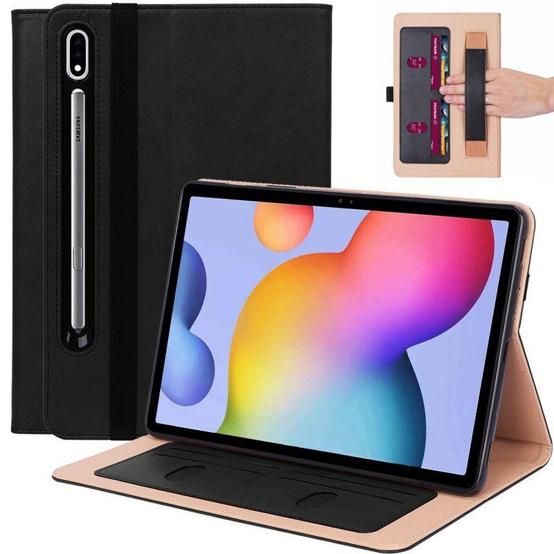 Case Für Samsung Galaxy Tab S8 Plus / Tab S7 Plus Lederstil Mit Riemen