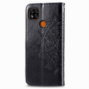 Lederhüllen Für Xiaomi Redmi 9C Mandala Aus Geprägtem Kunstleder