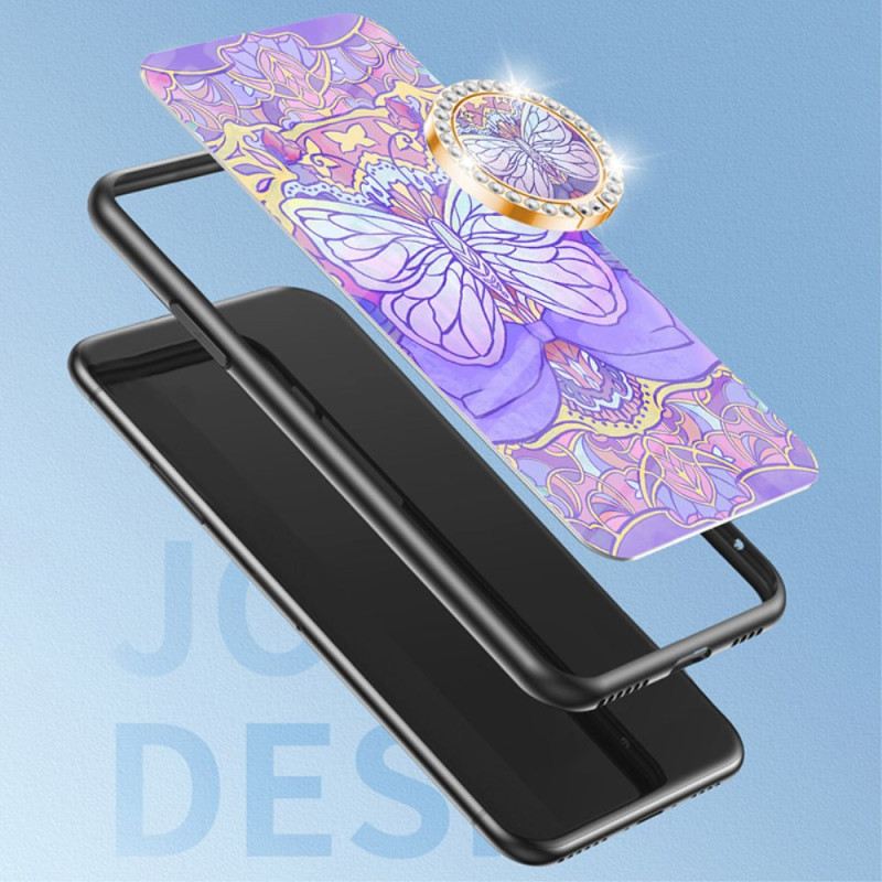 Hülle Realme 12 Pro / 12 Pro Plus Handyhülle Butterfly-serie Mit Ringhalterung Aus Gehärtetem Glas