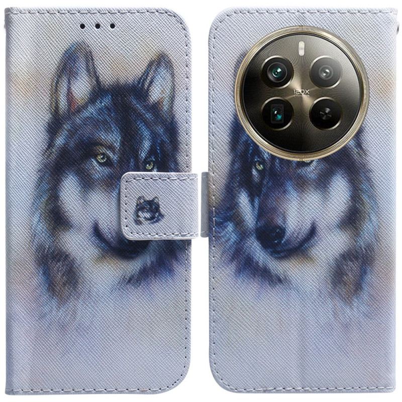 Lederhüllen Für Realme 12 Pro / 12 Pro Plus Wolf-aquarell