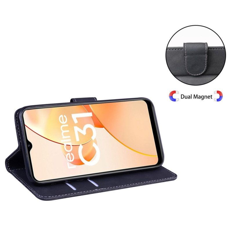 Flip Case Für Realme C31 Schmetterling Aus Kunstleder