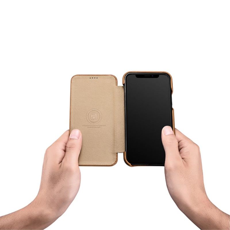 Flip Case Für iPhone 11 Pro Max Icarer Echtes Leder