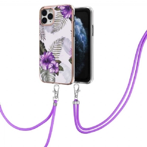 Hülle Für iPhone 11 Pro Max Mit Kordel Exotische Blumen