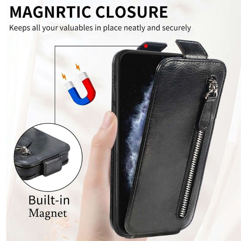 Lederhüllen Für iPhone 11 Pro Max Flip Case Kartenhalter Mit Vertikaler Klappe