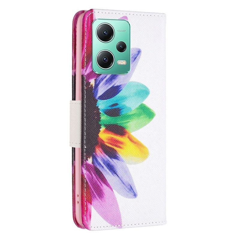 Flip Case Für Xiaomi Redmi Note 12 5G Aquarellblume