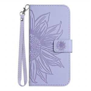 Flip Case Für Xiaomi Redmi Note 12 5G Blume Mit Schlüsselband