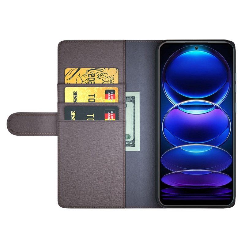 Flip Case Für Xiaomi Redmi Note 12 5G Echtes Leder