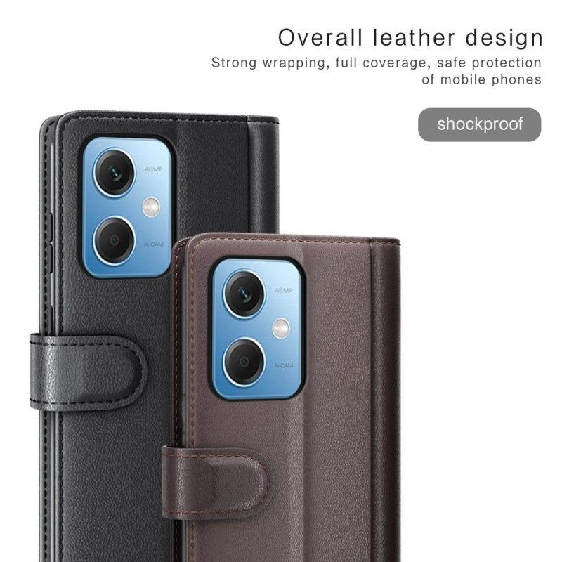 Flip Case Für Xiaomi Redmi Note 12 5G Echtes Leder