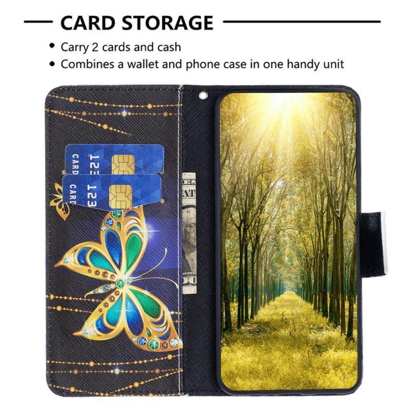 Flip Case Für Xiaomi Redmi Note 12 5G Goldene Schmetterlinge