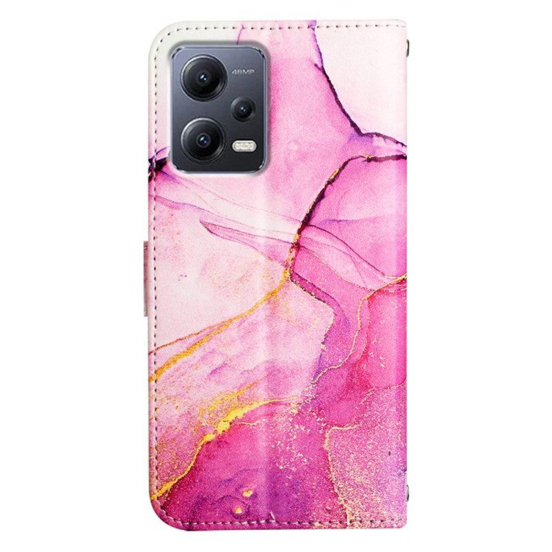 Flip Case Für Xiaomi Redmi Note 12 5G Marmor-schultergurt