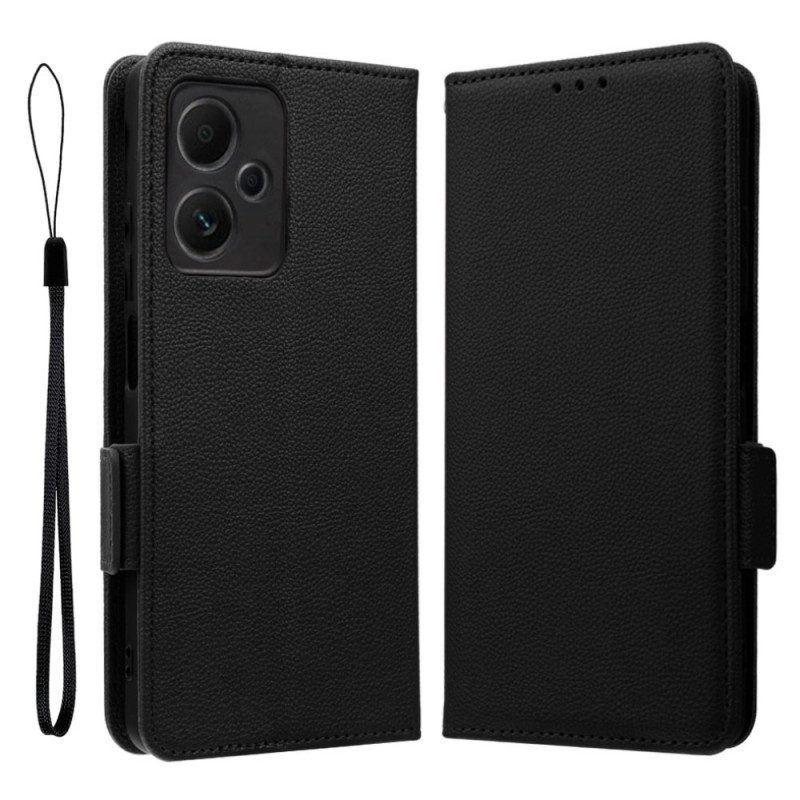 Flip Case Für Xiaomi Redmi Note 12 5G Ultrafeiner Litschi-stil