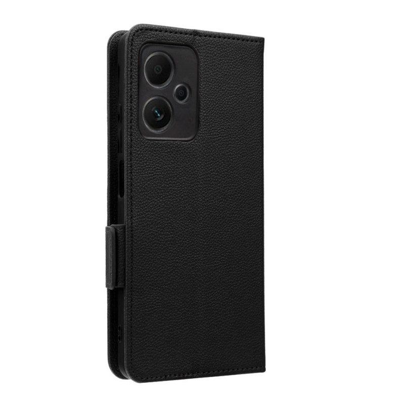 Flip Case Für Xiaomi Redmi Note 12 5G Ultrafeiner Litschi-stil