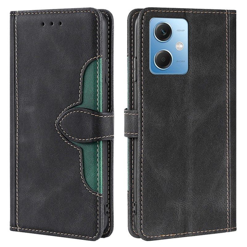 Flip Case Für Xiaomi Redmi Note 12 5G Zweifarbiges Blumenmuster