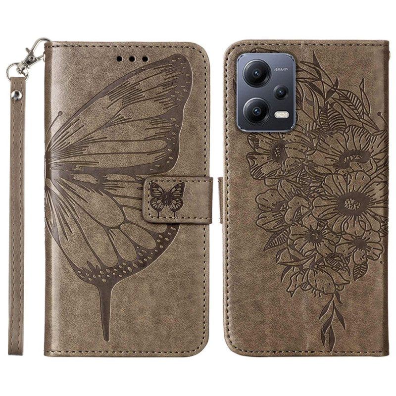 Lederhüllen Für Xiaomi Redmi Note 12 5G Blumenschmetterling