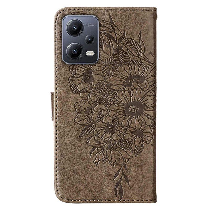 Lederhüllen Für Xiaomi Redmi Note 12 5G Blumenschmetterling