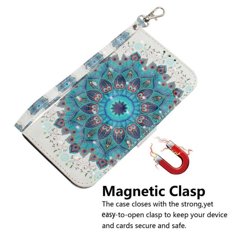 Flip Case Für Moto G73 5G Mit Kordel Riemchen-mandala