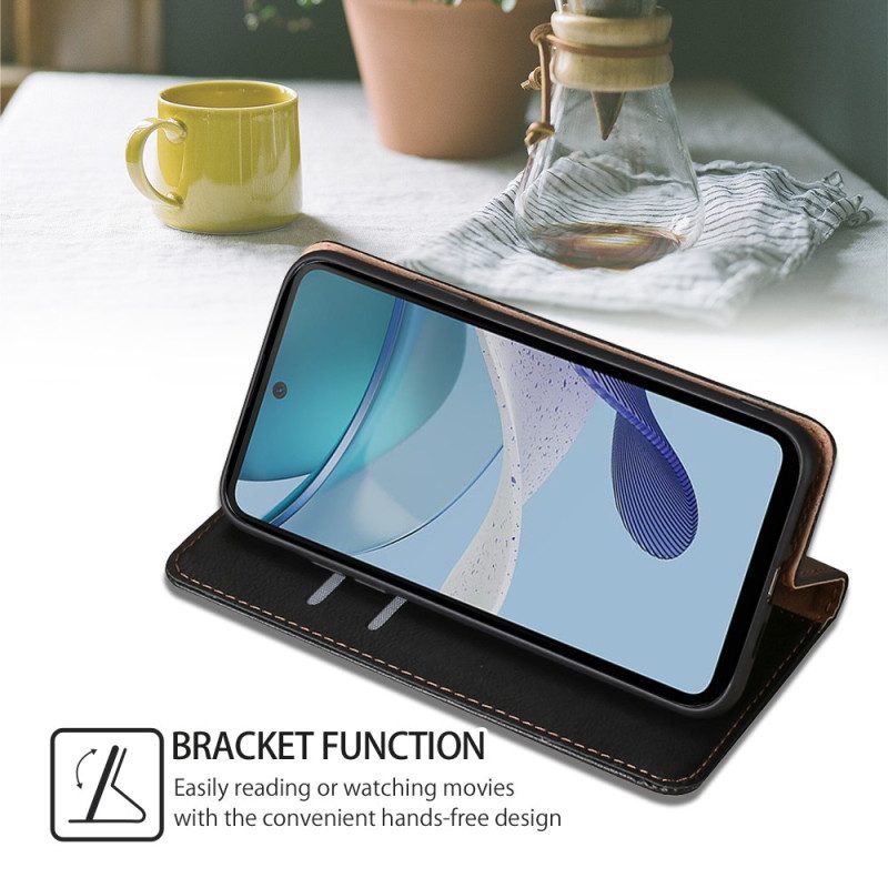 Schutzhülle Für Moto G73 5G Flip Case Nähte Aus Kunstleder