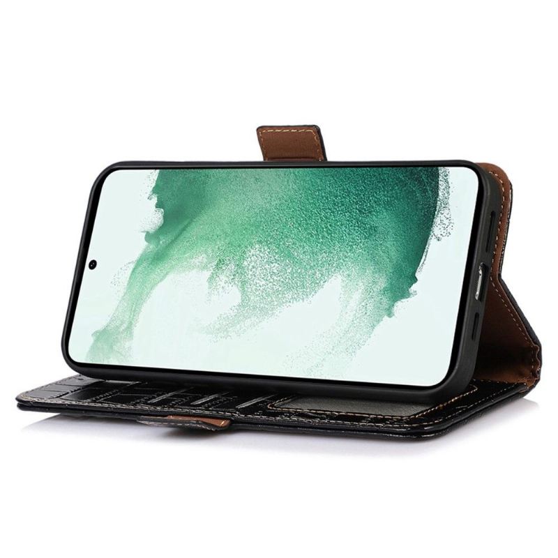 Flip Case Für Samsung Galaxy M13 Echtes Leder In Kroko-optik