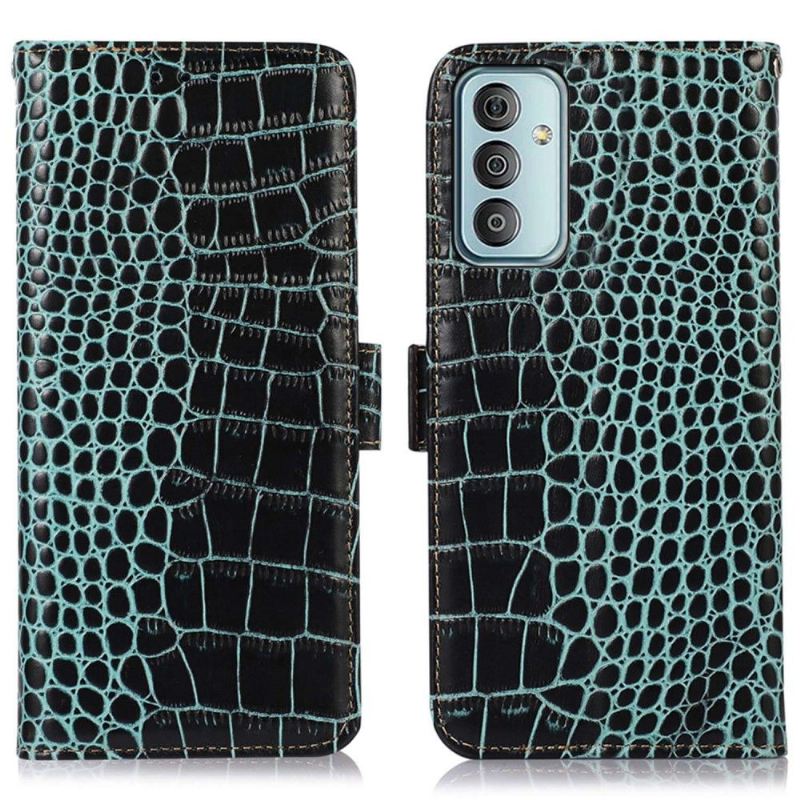 Flip Case Für Samsung Galaxy M13 Echtes Leder In Kroko-optik