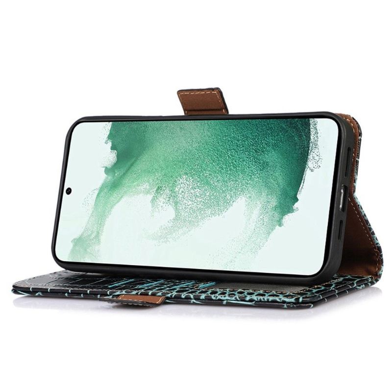 Flip Case Für Samsung Galaxy M13 Echtes Leder In Kroko-optik