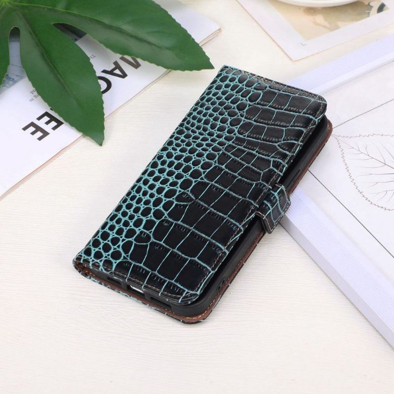 Flip Case Für Samsung Galaxy M13 Echtes Leder In Kroko-optik