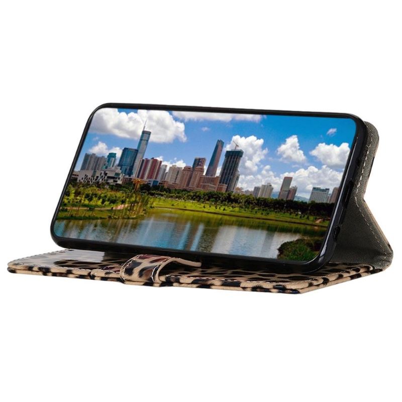 Flip Case Für Samsung Galaxy M13 Kunstleder Im Leoparden-stil