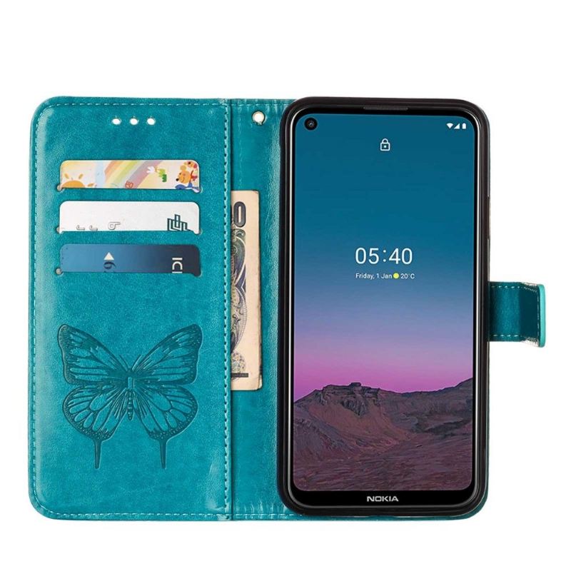 Flip Case Für Nokia 3.4 / Nokia 5.4 Schmetterlingsblumen-kartenhalter