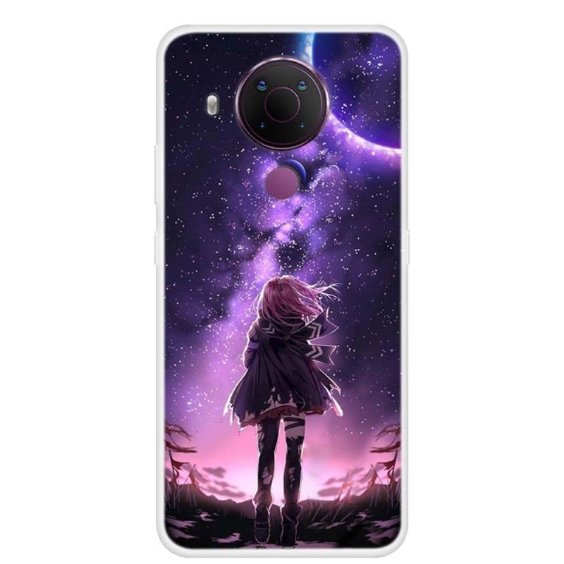 Hülle Für Nokia 3.4 / Nokia 5.4 Vollmond-mädchen-illustration