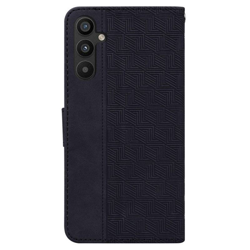 Flip Case Für Samsung Galaxy A54 5G Diskrete Muster Und Riemen