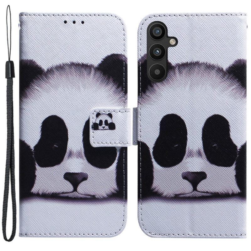 Flip Case Für Samsung Galaxy A54 5G Mit Kordel Lanyard Panda-fächer