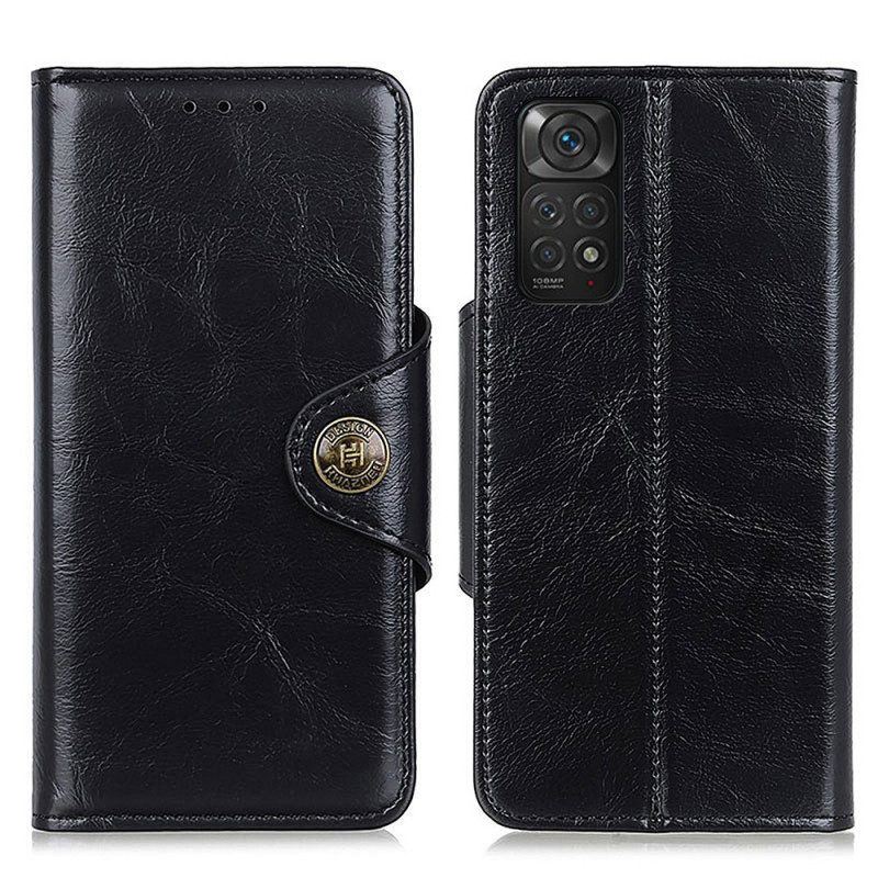 Flip Case Für Xiaomi Redmi Note 11 / 11S Glänzender Kunstlederknopf