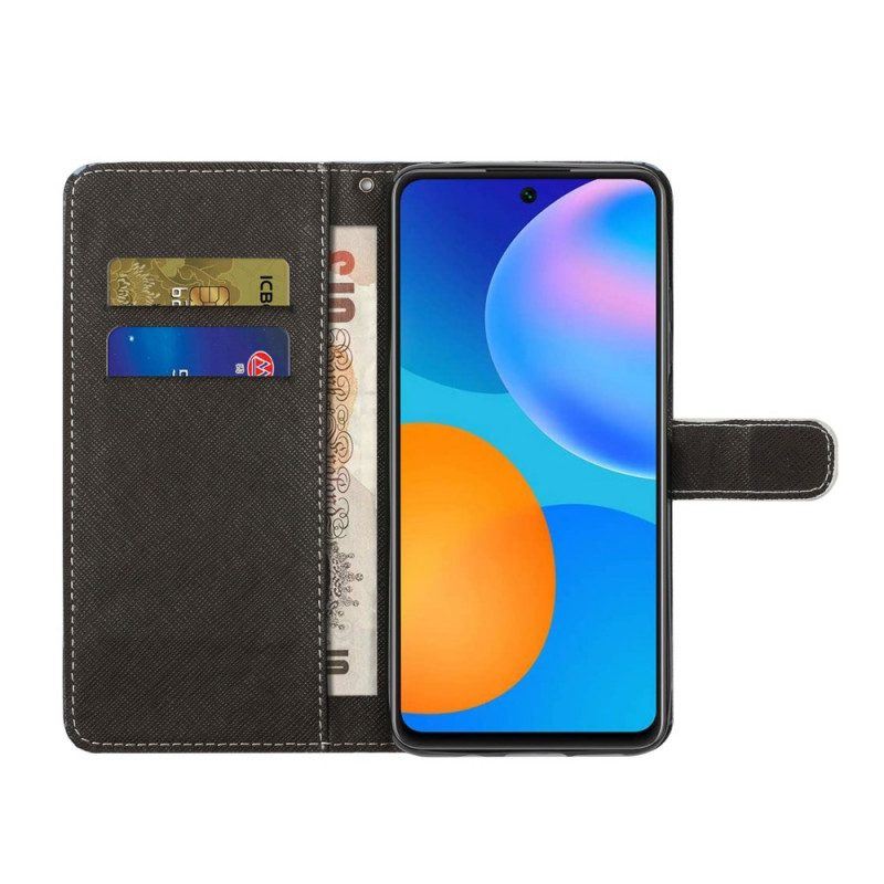 Flip Case Für Xiaomi Redmi Note 11 / 11S Mit Kordel Riemchenförmige Schwarze Katzenaugen