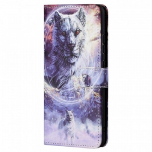 Flip Case Für Xiaomi Redmi Note 11 / 11S Wolf Im Winter Mit Schlüsselband