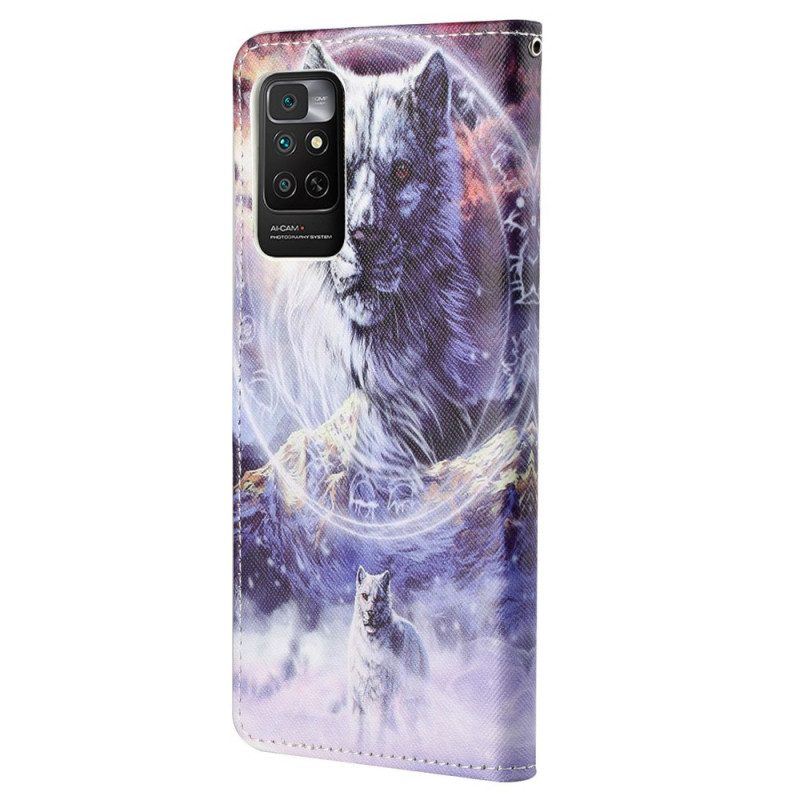 Flip Case Für Xiaomi Redmi Note 11 / 11S Wolf Im Winter Mit Schlüsselband